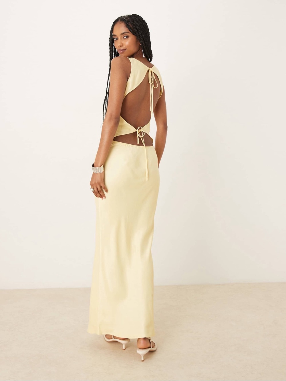 ASOS Design Back-Tie Open-Back Maxi Dress in Buttermilk